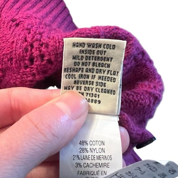 L.L. Bean pink merino‎ wool & cashmere blend cardigan - Picture 5 of 8